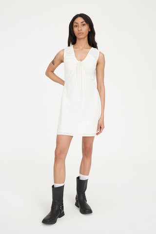 BRODERIE CELINE MINI DRESS CHALK