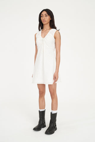 BRODERIE CELINE MINI DRESS CHALK