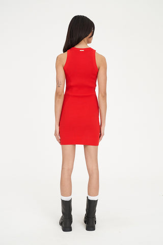 ROGUE RIB MINI DRESS POPPY