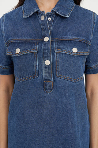 DENIM SS SHIRT DRESS RODEO BLUE