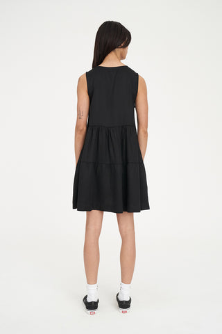 V NECK MINI DRESS BLACK