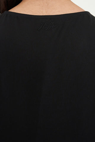 V NECK MINI DRESS BLACK