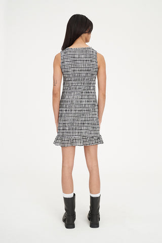 ROONEY GIGI SHIRRED DRESS BLACK/CHALK