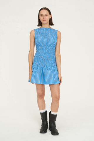 HAVEN SHIRRED MINI DRESS SPRINT STRIPE