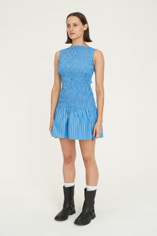 HAVEN SHIRRED MINI DRESS SPRINT STRIPE