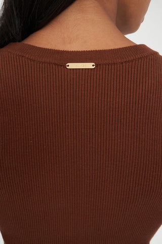 ROGUE RIB MINI DRESS CHESTNUT