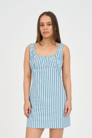 STRIPE CORA MINI DRESS BAY BLUE