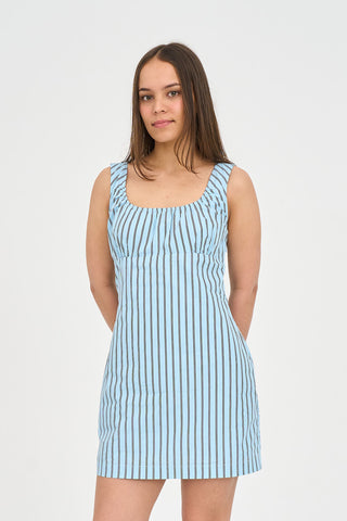 STRIPE CORA MINI DRESS BAY BLUE