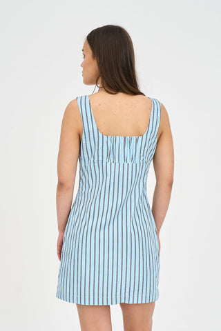 STRIPE CORA MINI DRESS BAY BLUE