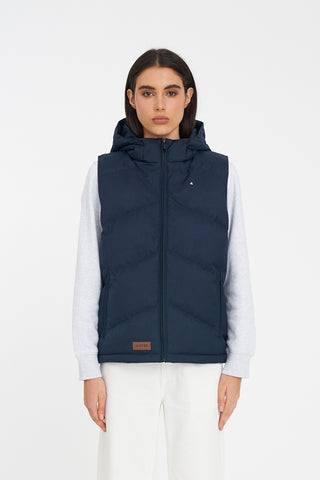 WMNS CLASSIC DOWN VEST HRGBONE NAVY