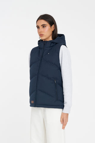WOMENS CLASSIC DOWN VEST HRGBONE NAVY