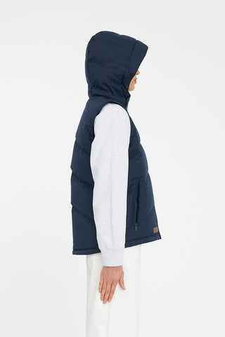 WOMENS CLASSIC DOWN VEST HRGBONE NAVY