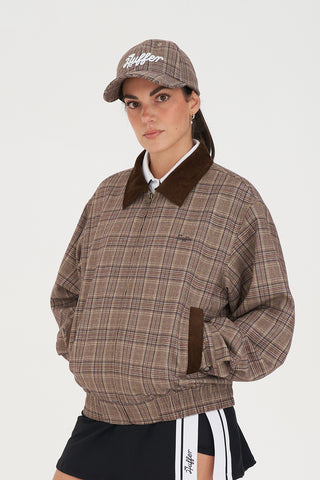 WMNS PLAID CLUBHOUSE JACKET BROWN