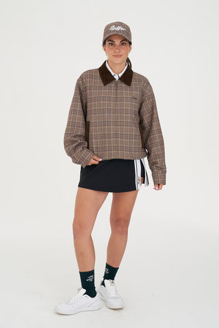 WMNS PLAID CLUBHOUSE JACKET BROWN