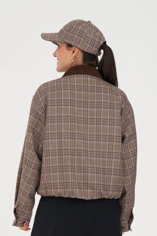 WMNS PLAID CLUBHOUSE JACKET BROWN
