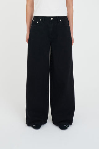 WIDE LEG JEAN BLACK WASH