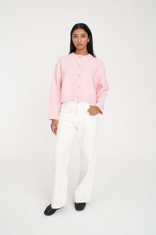 ELLE CROP CARDIGAN PALE ROSE