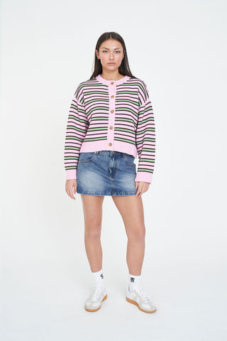 BOBBY KNIT CARDIGAN PINK/MEADOW