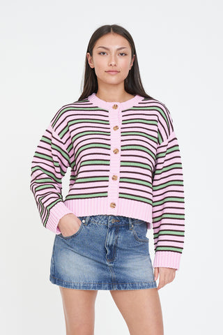 BOBBY KNIT CARDIGAN PINK/MEADOW
