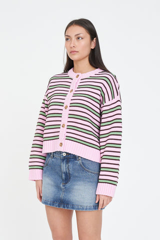 BOBBY KNIT CARDIGAN PINK/MEADOW