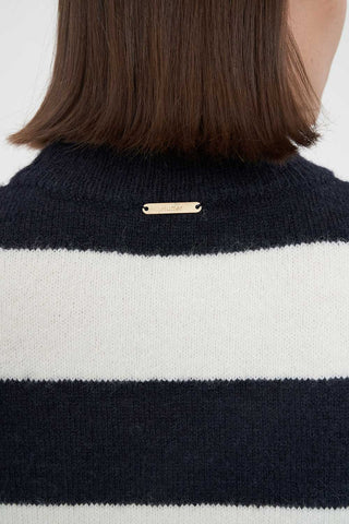 KENZIE STRIPE KNIT CREW NAVY/WHITE