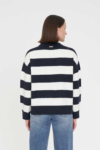 KENZIE STRIPE KNIT CREW NAVY/WHITE