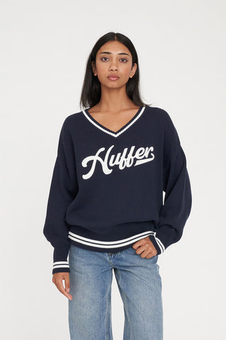 VARSITY OVERSIZED KNIT NAVY/CHALK