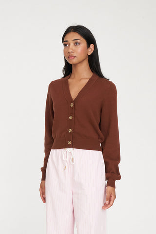 BIBI KNIT CARDIGAN CHESTNUT