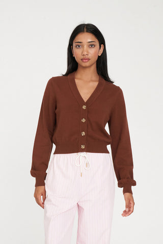 BIBI KNIT CARDIGAN CHESTNUT