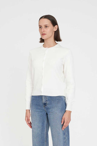 CLASSIC BUTTON UP CARDIGAN CHALK