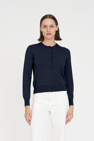CLASSIC BUTTON UP CARDIGAN NAVY