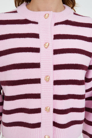ELLE CROP CARDIGAN PALE ROSE/BURGUNDY
