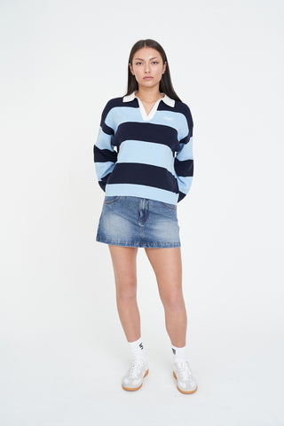 SLOUCHY KNIT POLO BAY BLUE/NAVY