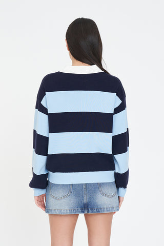 SLOUCHY KNIT POLO BAY BLUE/NAVY
