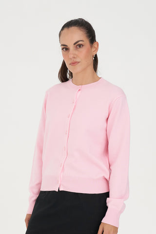 CLASSIC BUTTON UP CARDIGAN PINK