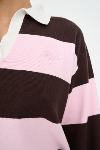 SLOUCHY KNIT POLO PRETTY PINK/COCOA