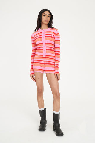 KYRA STRIPE KNIT CARDIGAN HEATWAVE