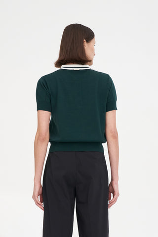 WOMENS LINE KNIT POLO GOLF GREEN/CHALK