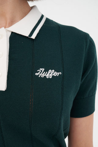 WOMENS LINE KNIT POLO GOLF GREEN/CHALK