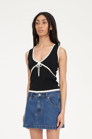 KIMI V-NECK KNIT TOP BLACK/CHALK