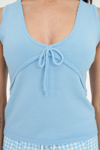 KIMI V-NECK KNIT TOP BLUE GLEAM