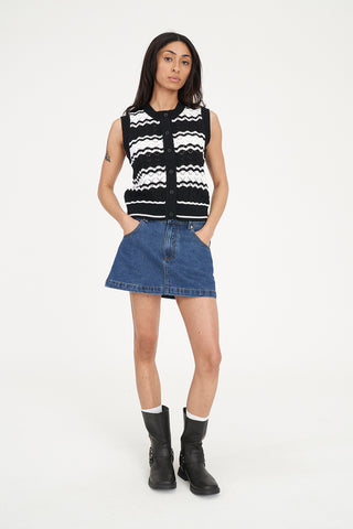 ZIGGY STRIPE VEST BLACK/WHITE