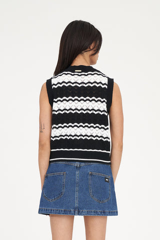 ZIGGY STRIPE VEST BLACK/WHITE