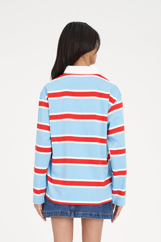 BROOKLYN OVERSIZED RUGBY BLUE/POPPY