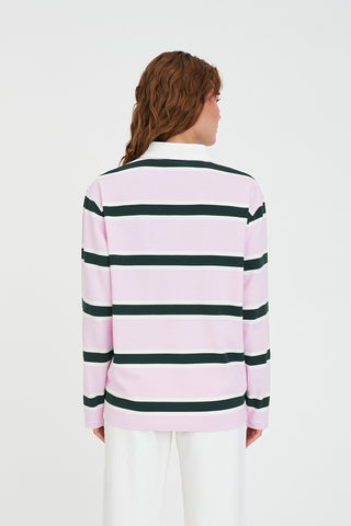 BROOKLYN OVERSIZED RUGBY GREEN/PINK