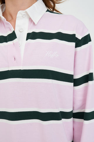 BROOKLYN OVERSIZED RUGBY GREEN/PINK