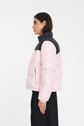 WOMENS RIDER PUFFER JACKET BLACK/PETAL