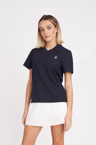 WOMENS BIRDIE SS POLO/PAR 97 NAVY