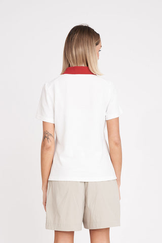 WOMENS BIRDIE SS POLO CHALK/FLAG RED