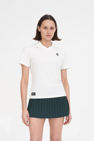 WOMENS TECH BIRDIE SS POLO CHALK